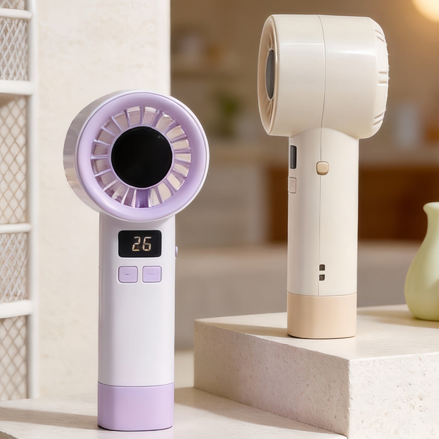 Damen Tragbarer Handventilator mit digitaler Temperaturanzeige Karnz
