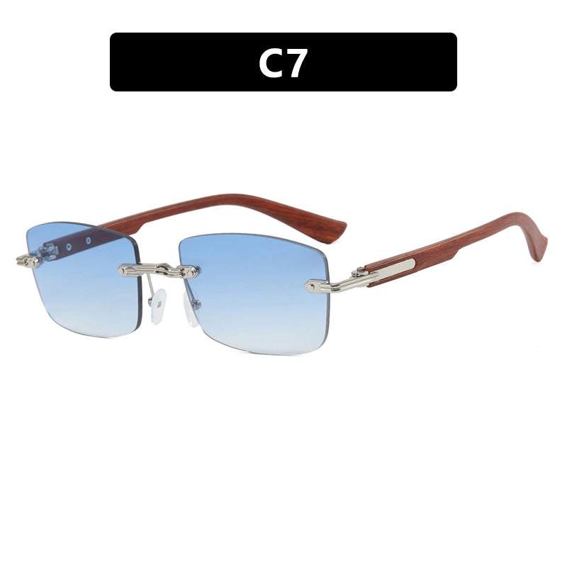 Damen quadratische Sonnenbrille mit Holzrahmen und gradienten Gläsern Karnz