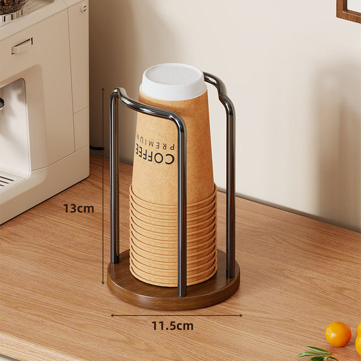 Theken-Pappbecher-Spender mit Holzbasis und Metallrahmen