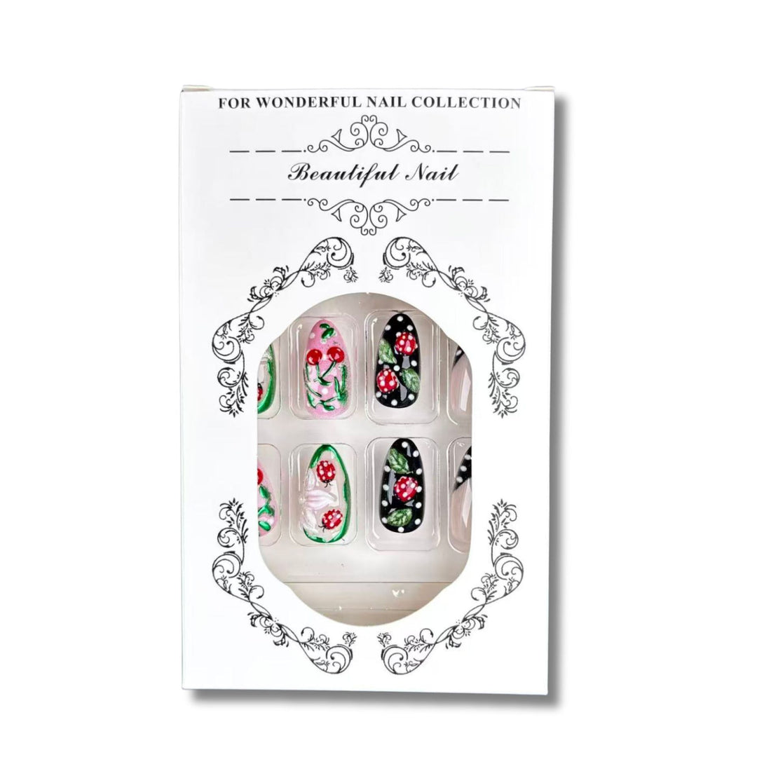 Künstlerisches Press-On-Nagelkunst-Set mit Blumenmuster