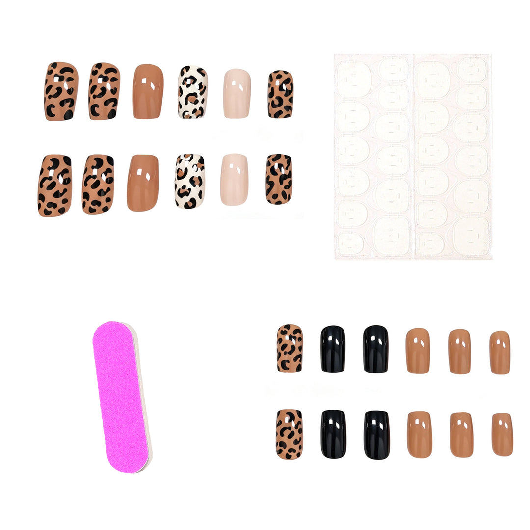 Elegante Leopardenmuster Acryl Nagelkunst Karnz