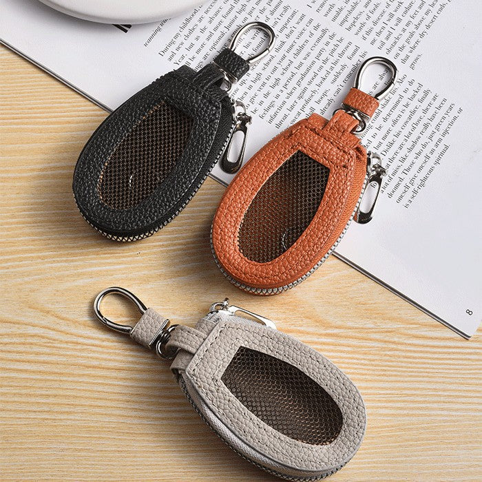 Texturiertes Leder-Münzfach mit Clip Karnz