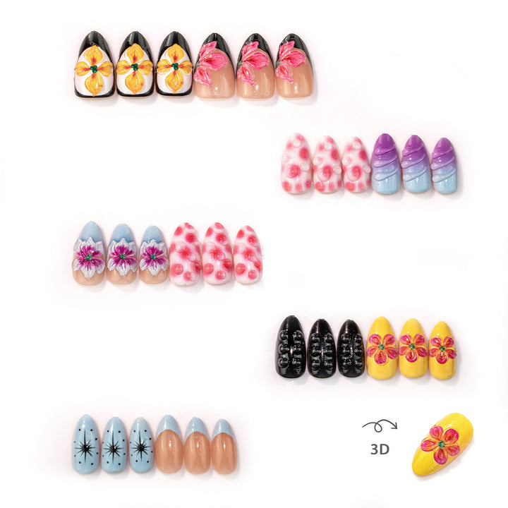 Handbemalter floraler Press-On Nagelset