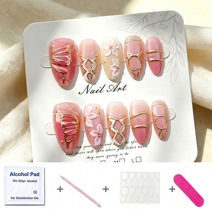 Dekoratives Floral Eleganz Press-On Nail Set