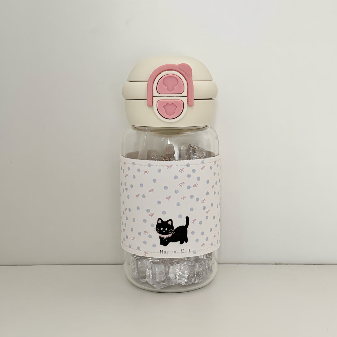 Damen Trinkflasche mit kreativem Motiv und integriertem Strohhalm Karnz