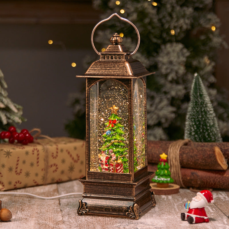 Beleuchtete Weihnachtslaterne mit Schnee- und Weihnachtsmotiv Karnz