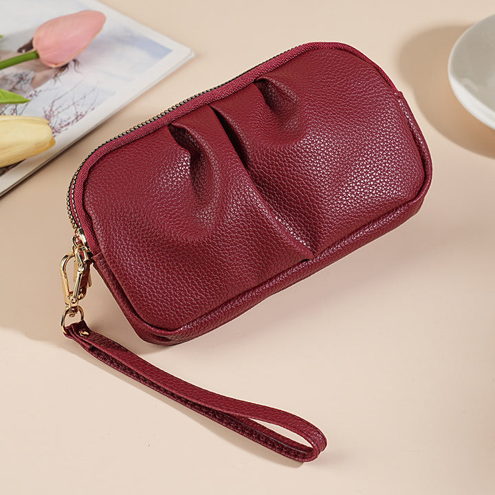 Texturierte Reißverschluss-Clutch Tasche