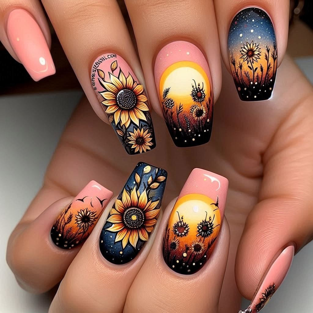 Kunstnagel Set mit bohemian Designs Karnz