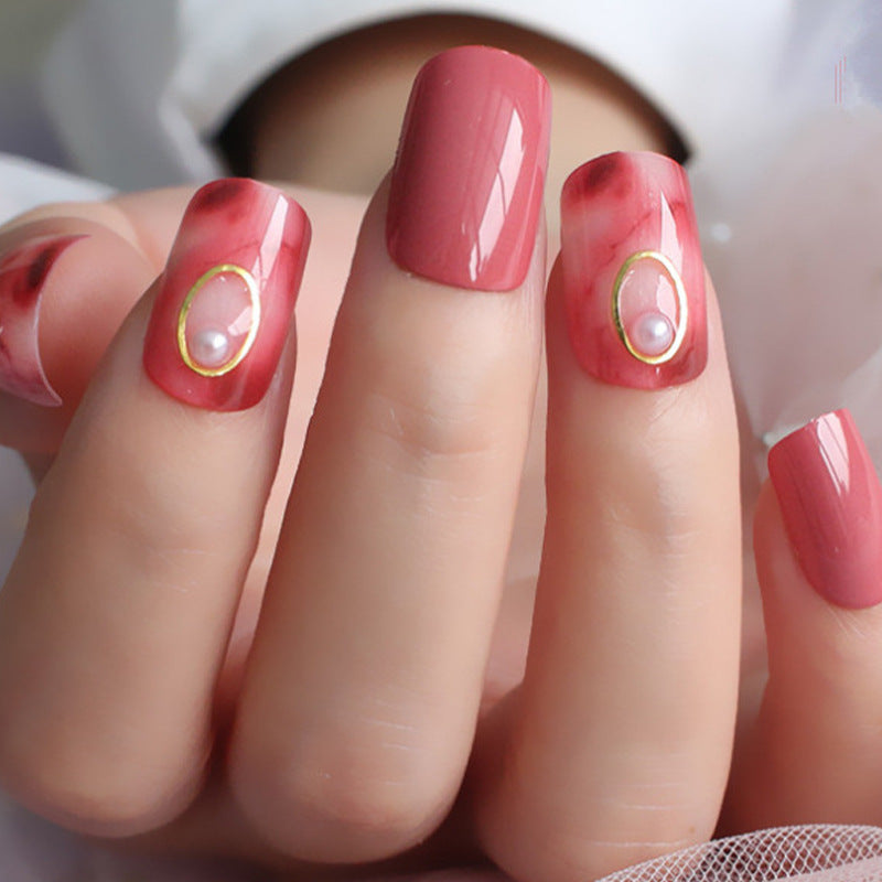Dekorative Perlen-akzentierte Press-On Nagelset