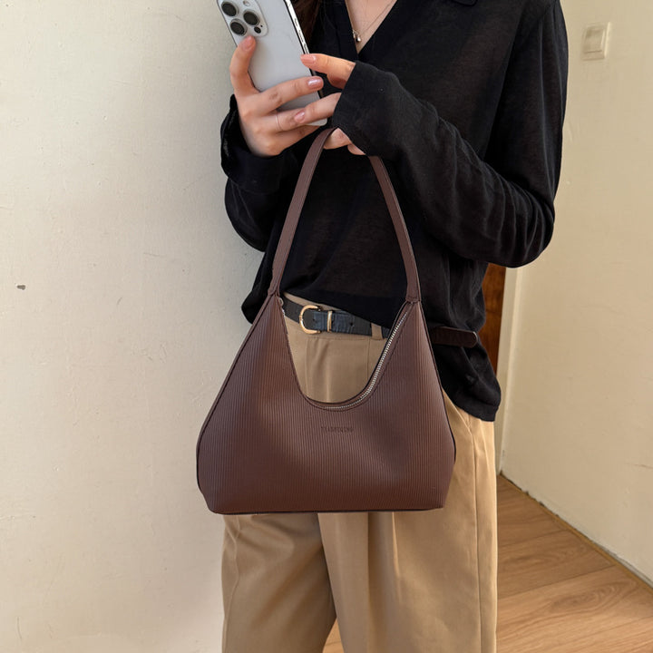 WoTexturiertes geripptes Hobo-Handtasche Karnz