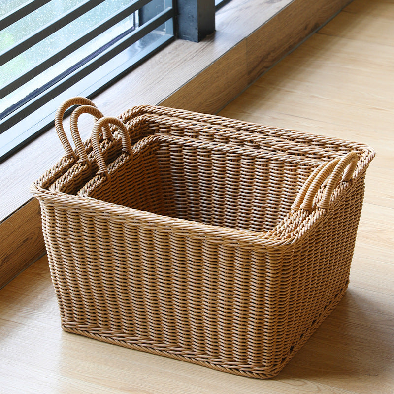 Unisex Geräumiger Aufbewahrungskorb aus geflochtenem Rattan Karnz