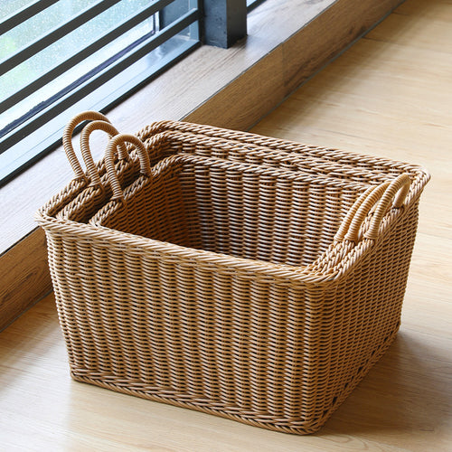 Unisex Geräumiger Aufbewahrungskorb aus geflochtenem Rattan Karnz