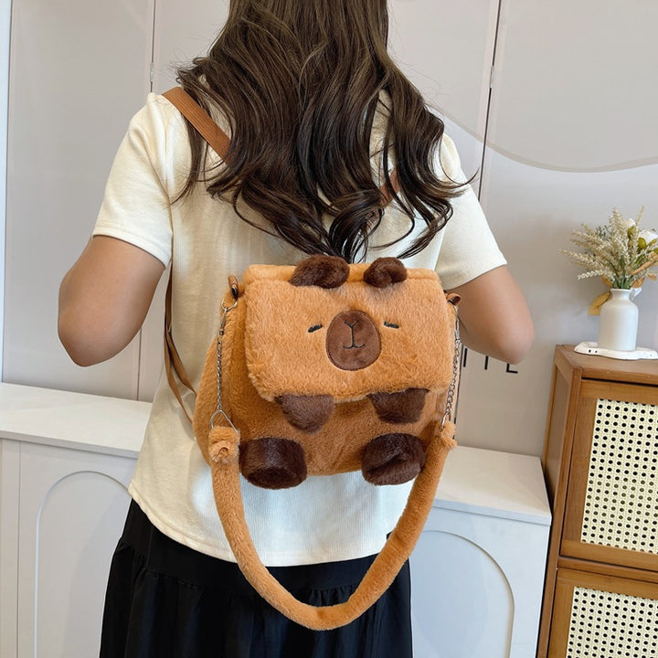 Plüsch Umhängetasche mit Tiermotiv und Schulterriemen Karnz