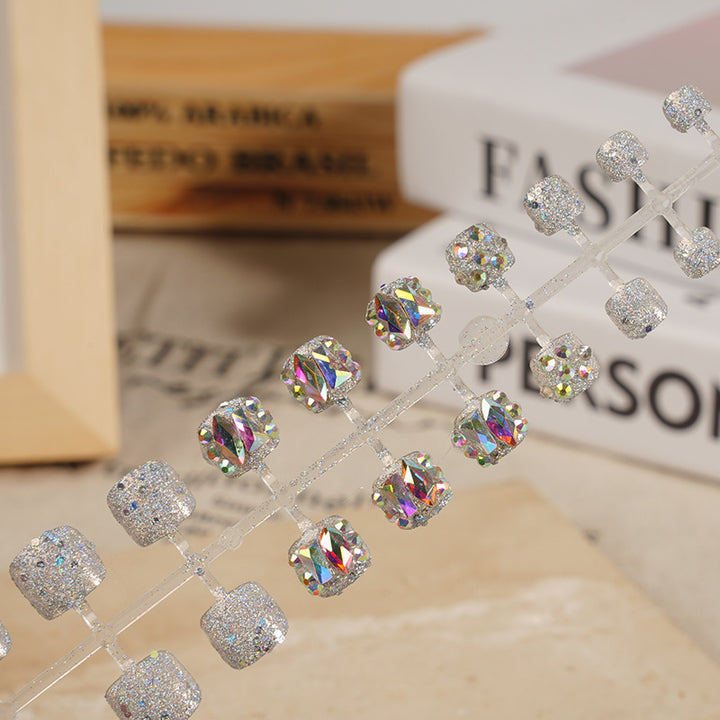 Glamourös mit Strass verziertes Druck-Nagelkunst-Set Karnz