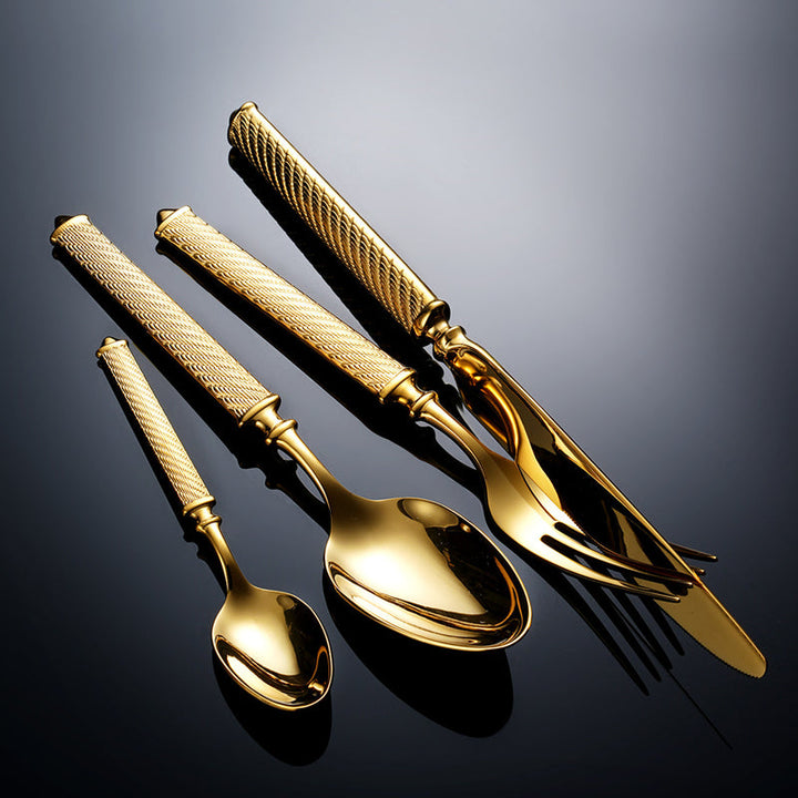 Realm Texturiertes Gold Luxus Besteckset | Karnz