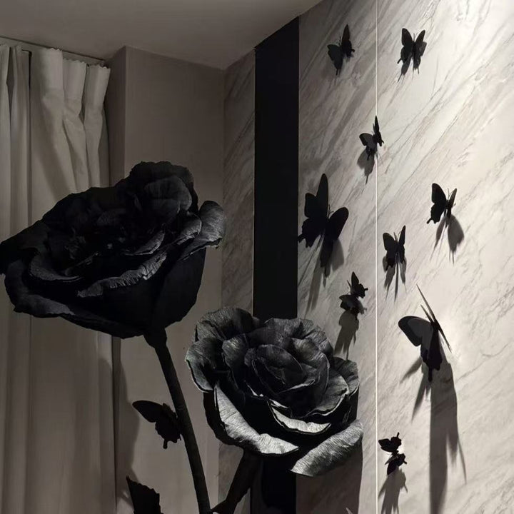 Lebensechte schwarze Rose Dekorationsskulptur