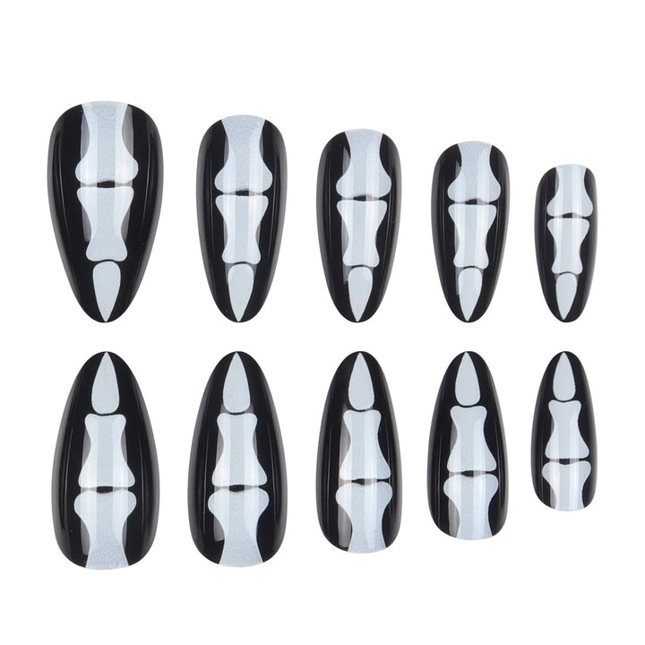 Gothic Skull-Design Stiletto Press-On Nägel Karnz