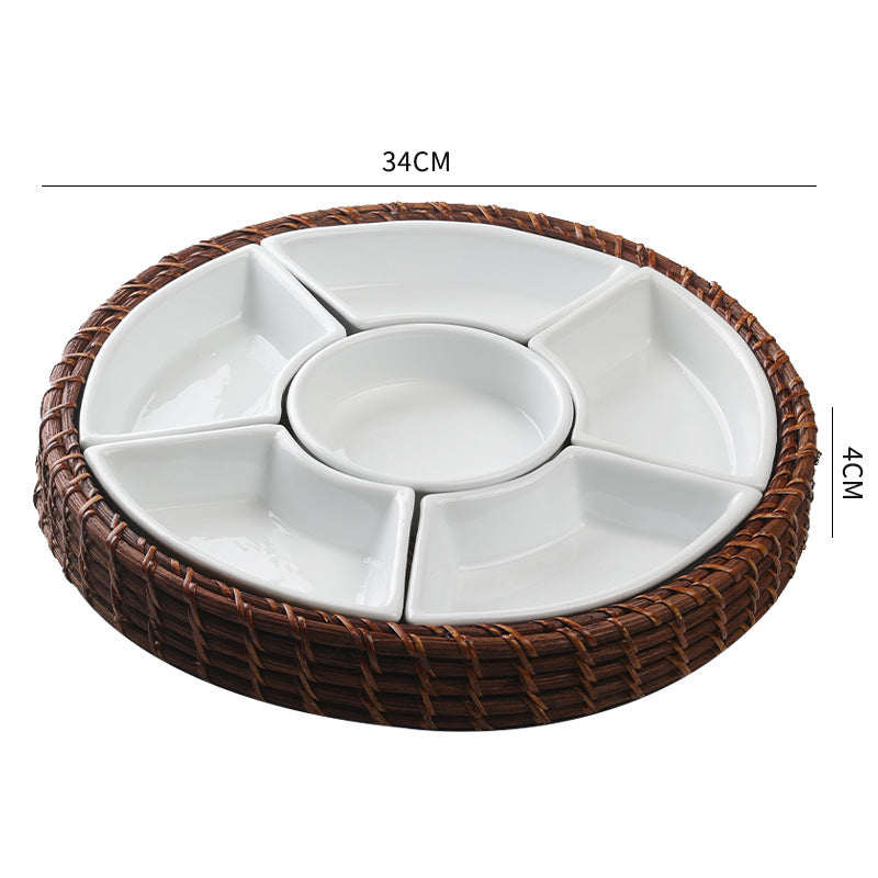 Unisex Servierteller mit integriertem Dip-Schalen-Set Karnz