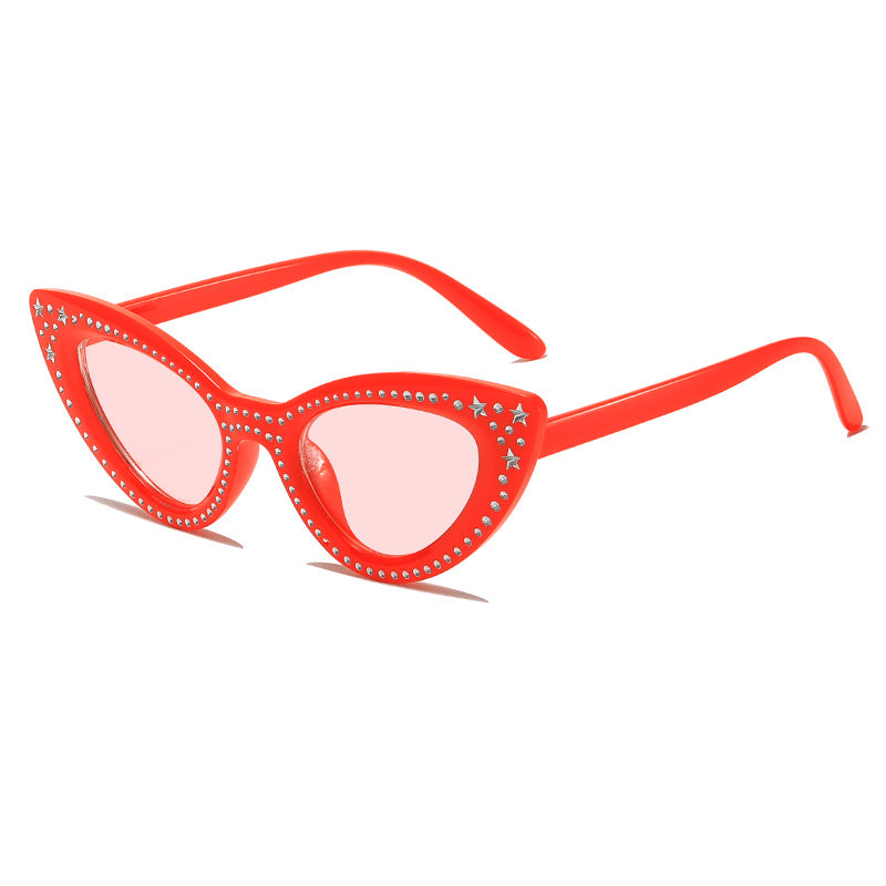 Glamouröse mit Strass verziertes Katzenaugen-Sonnenbrille Karnz