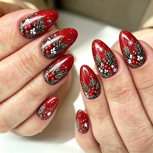 Kunstnägel mit Festlichem Weihnachtsdesign Karnz