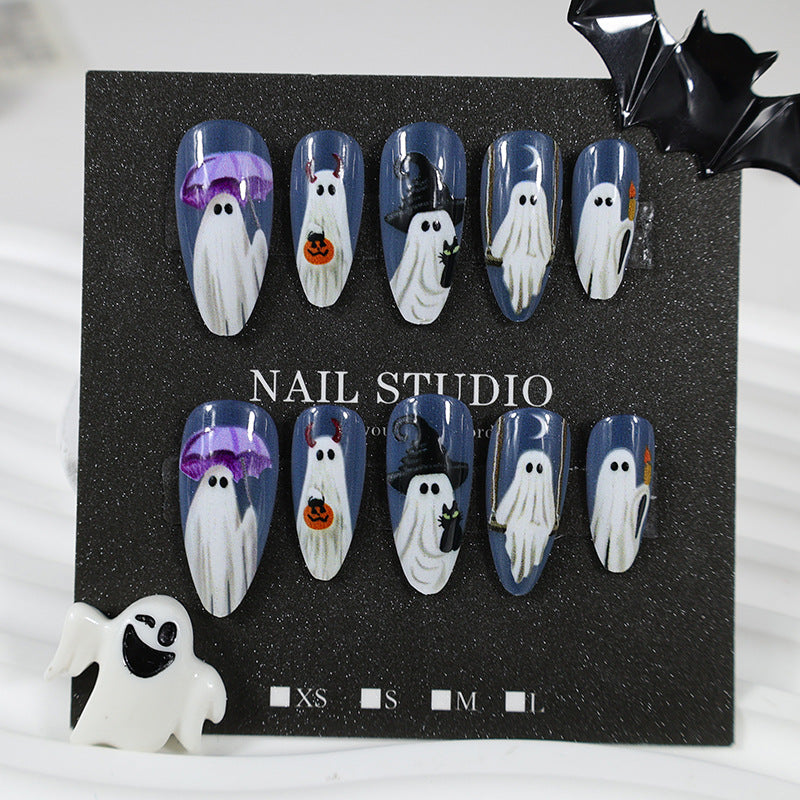 Halloween Kunstnagelset mit gruseligen Geister- und Kürbisdesigns Karnz