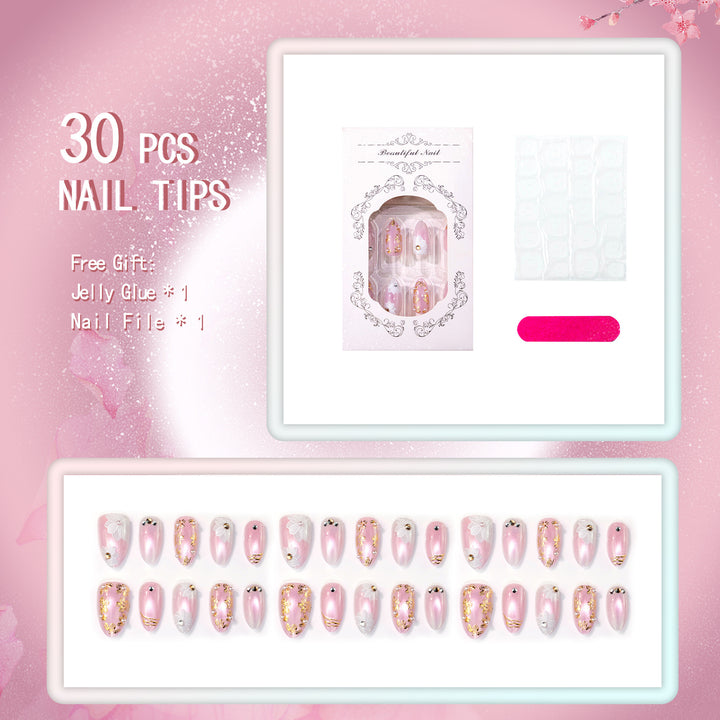 Dekorative florale Akzent Press-On Nagelset