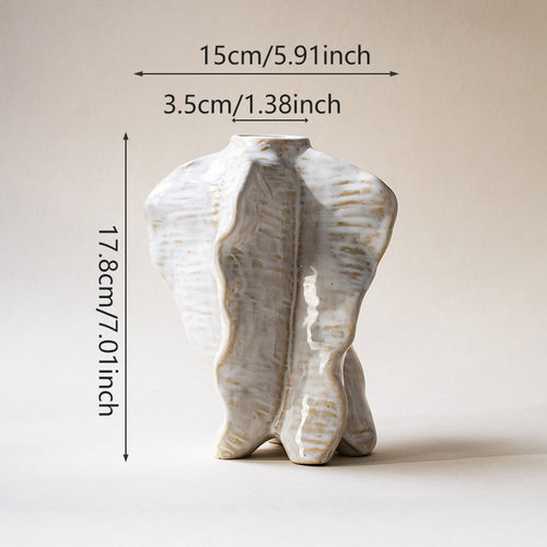 Skulptural Keramische Gerippte Wellen Torso Knauf Vase