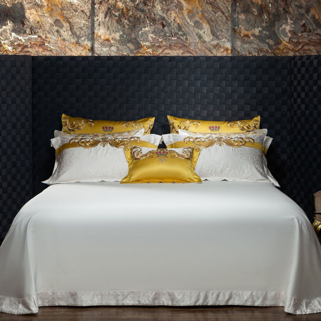 Barock Bestickte Satin-Optik Bettbezug Set