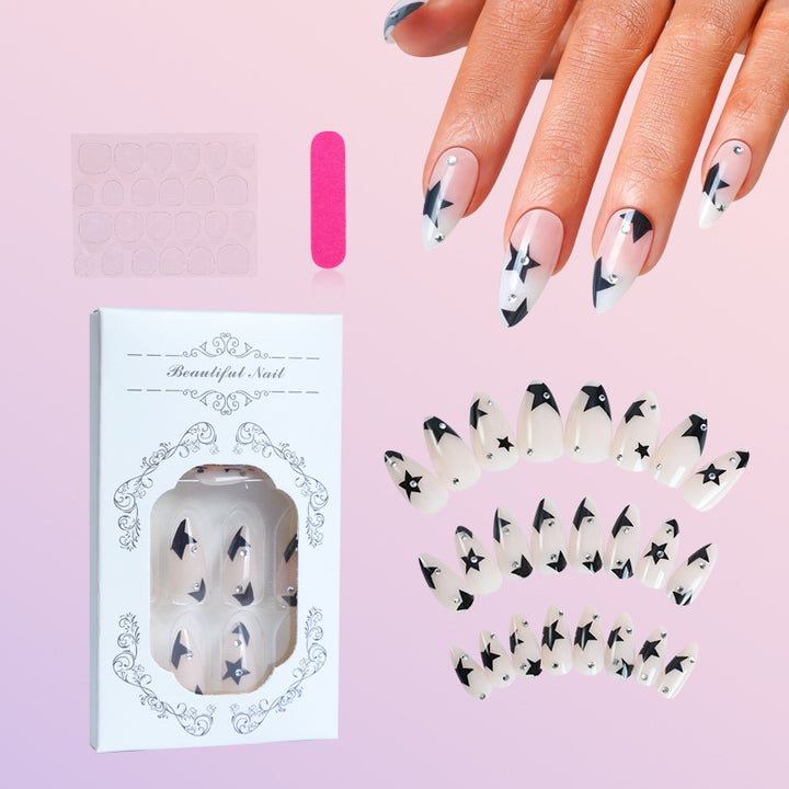 Künstlerisches Press-On-Nagelset mit Sternendesign Karnz