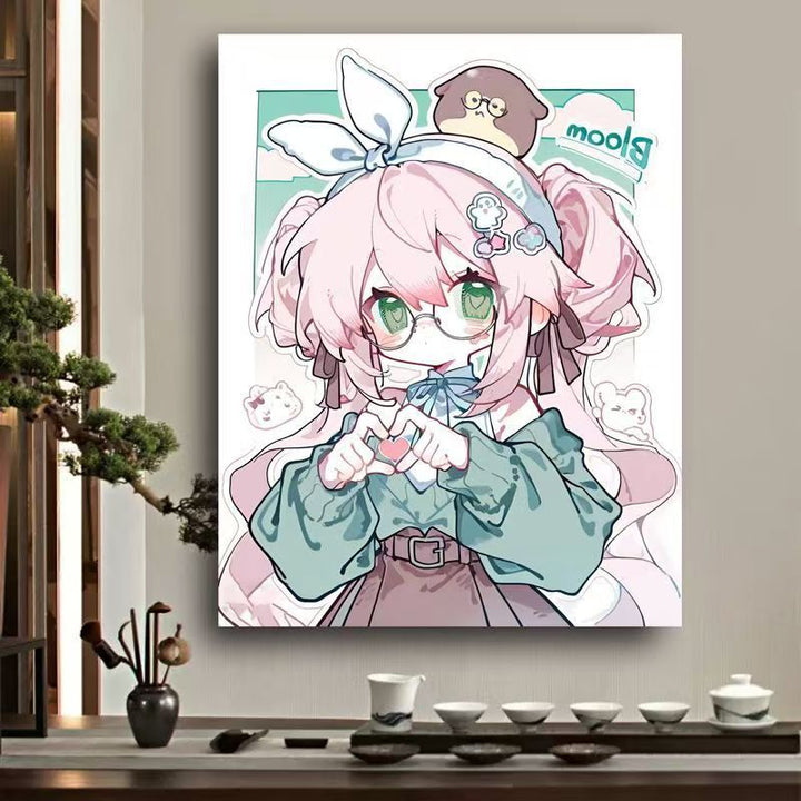 Verspielt Anime-Charakter Leinwand Kunst Karnz