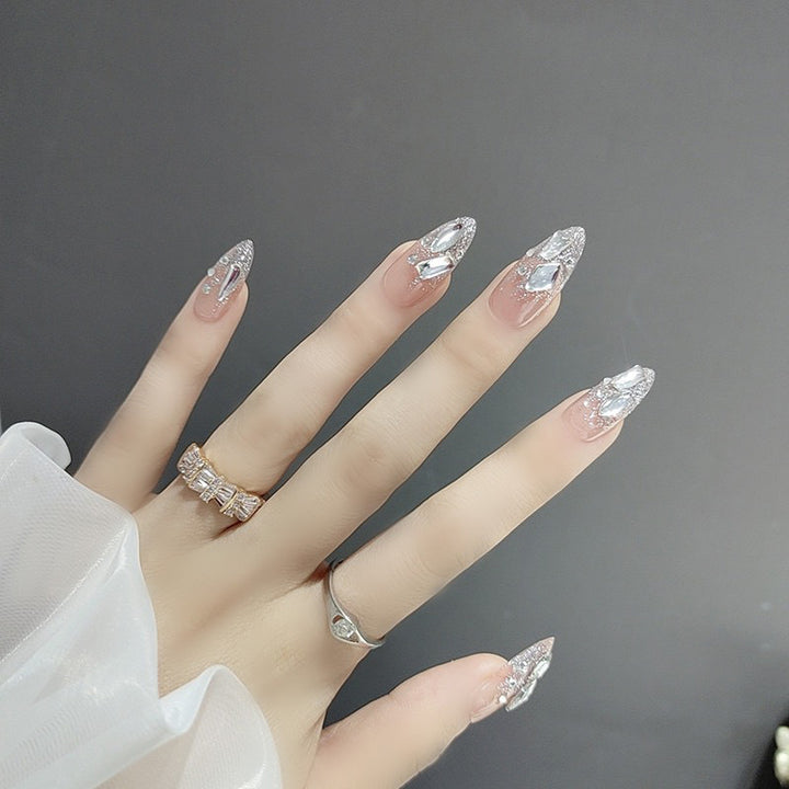 Künstlerisches Strass-verschönertes Press-On Nagelset Karnz