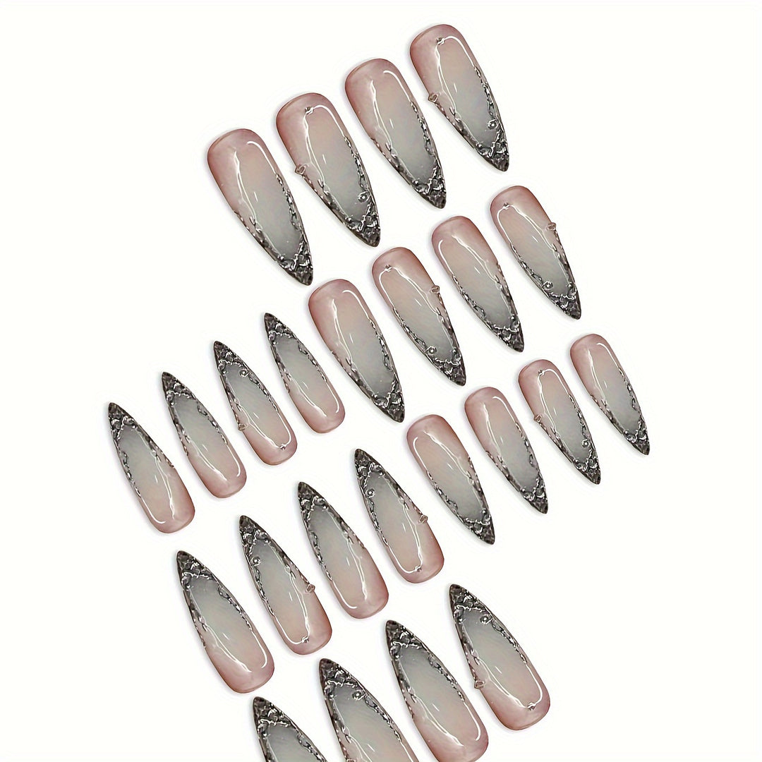 Elegantes Stiletto Press-On Nagelset Karnz