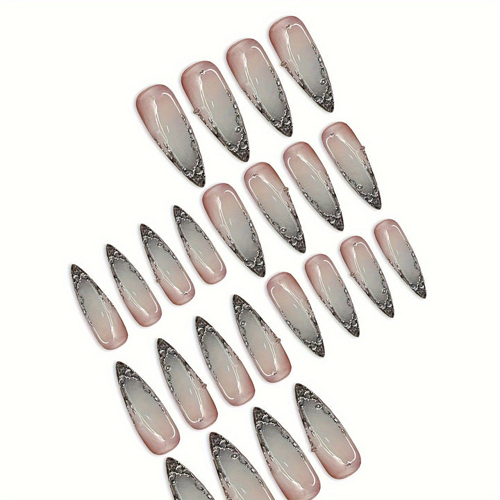 Elegantes Stiletto Press-On Nagelset Karnz
