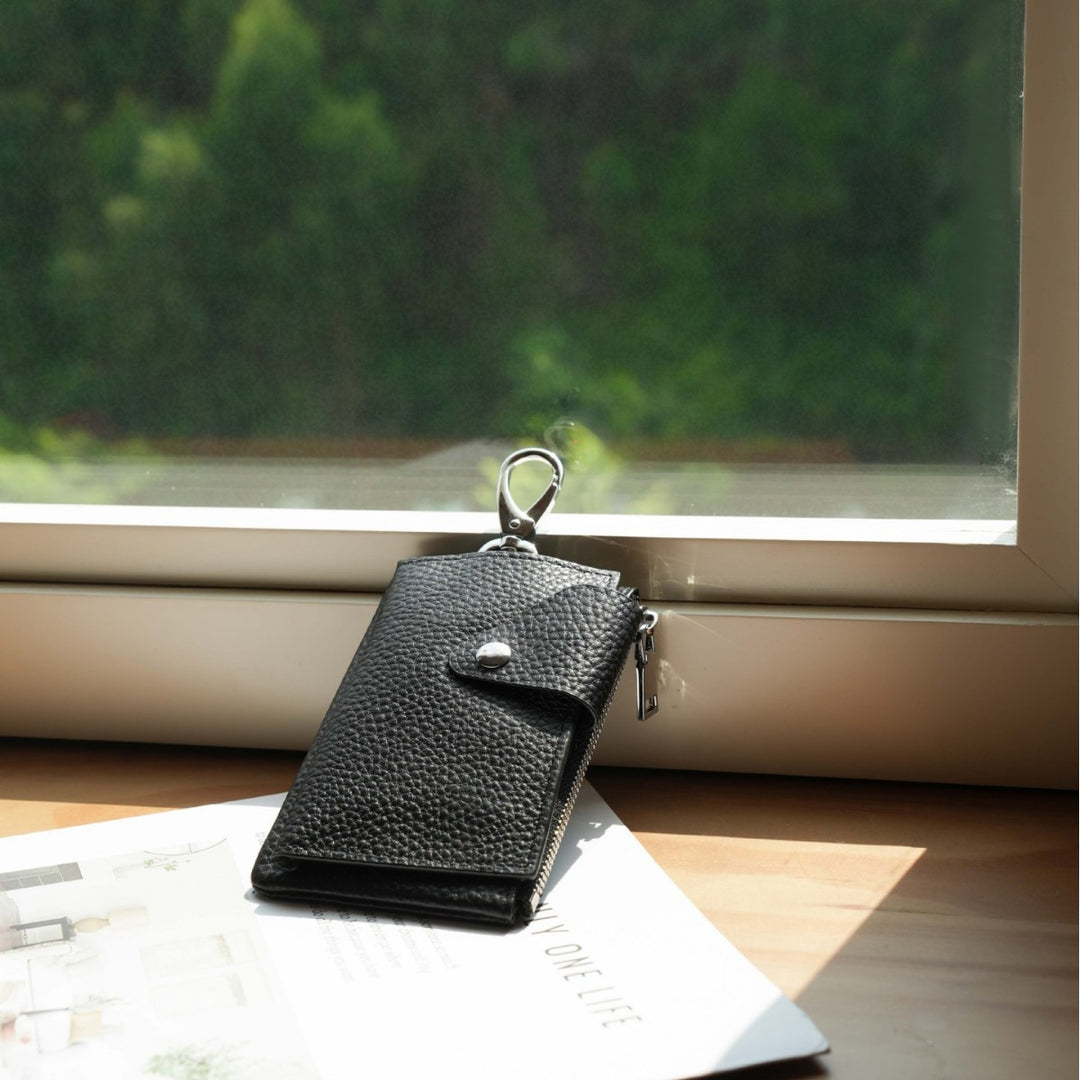 Premium Reißverschluss Leder Kartenhalter