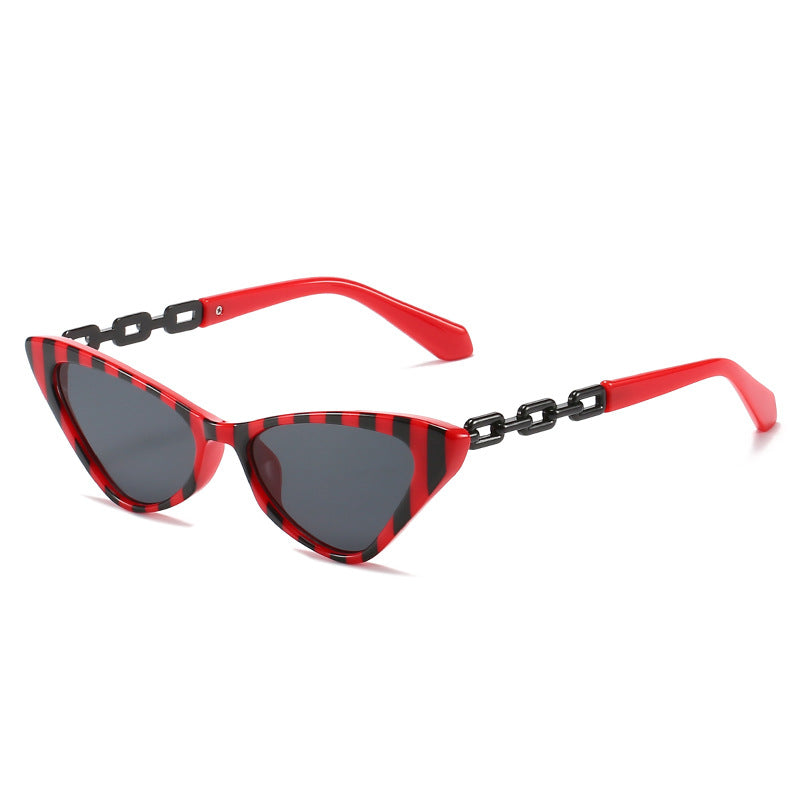 Damen Cat-Eye Sonnenbrille mit stilvollen Kettenakzenten Karnz