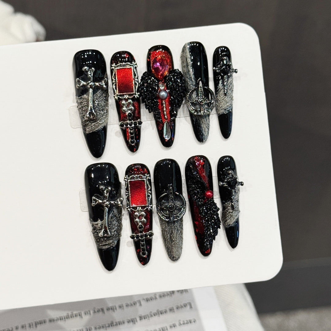 Themenbezogenes Gothic Press-On Nagelkunst Set