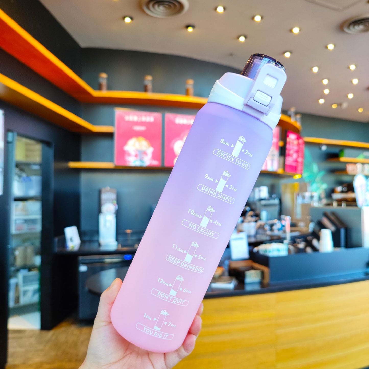 Damen Motivierende Trinkflasche mit einzigartiger Zeitmarkierung und sicherem Verschluss Karnz