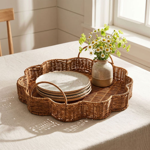 Eleganter Servierkorb aus handgeflochtenem Naturmaterial Karnz