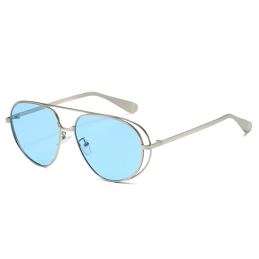 Stylische Aviator-Sonnenbrillen mit blauen Gläsern Karnz