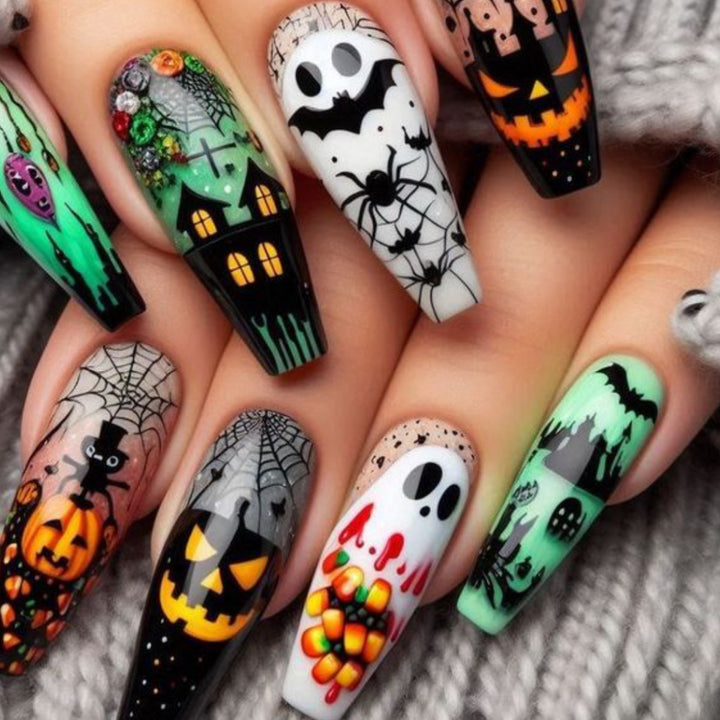 Gothic-Themed 3D Halloween Nagelkunstverlängerungen Karnz