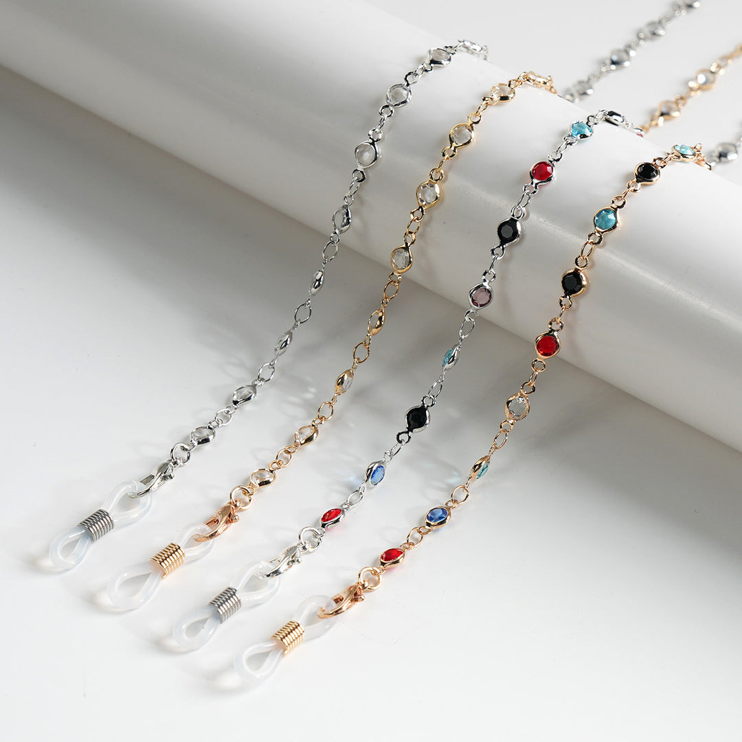 Stylische Edelstein Brillen Kette Karnz