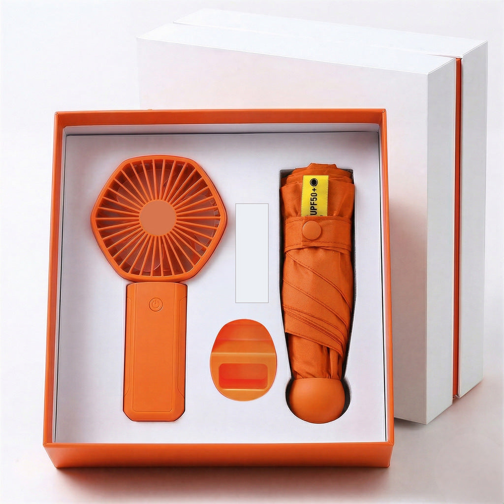 Damen Multifunktionales Set aus tragbarem Ventilator und Regenschirm Karnz