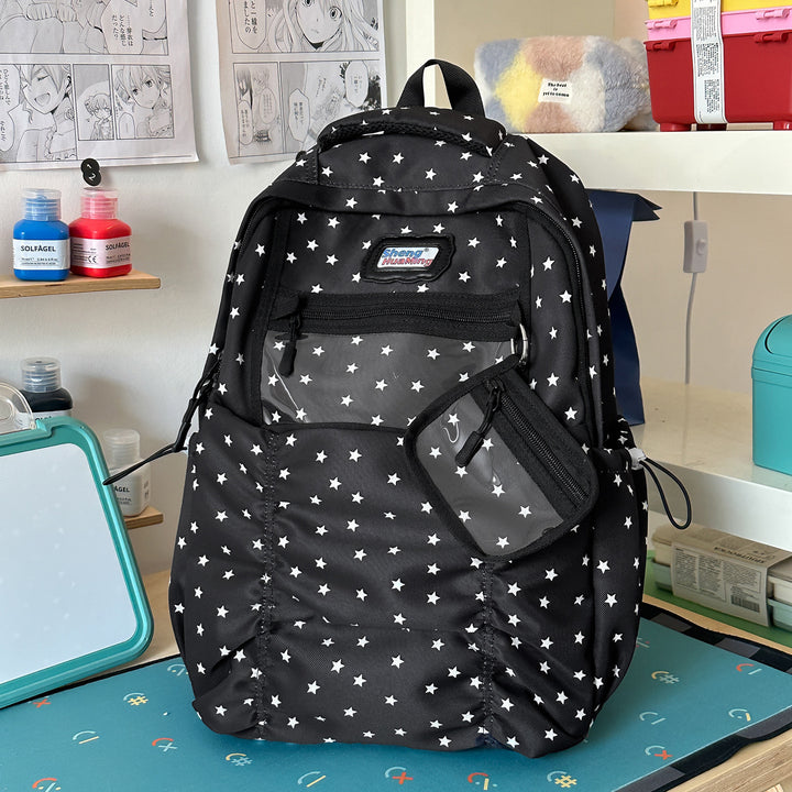 Stylische Mehrfach-Taschen-Rucksack mit Sternakzenten Karnz