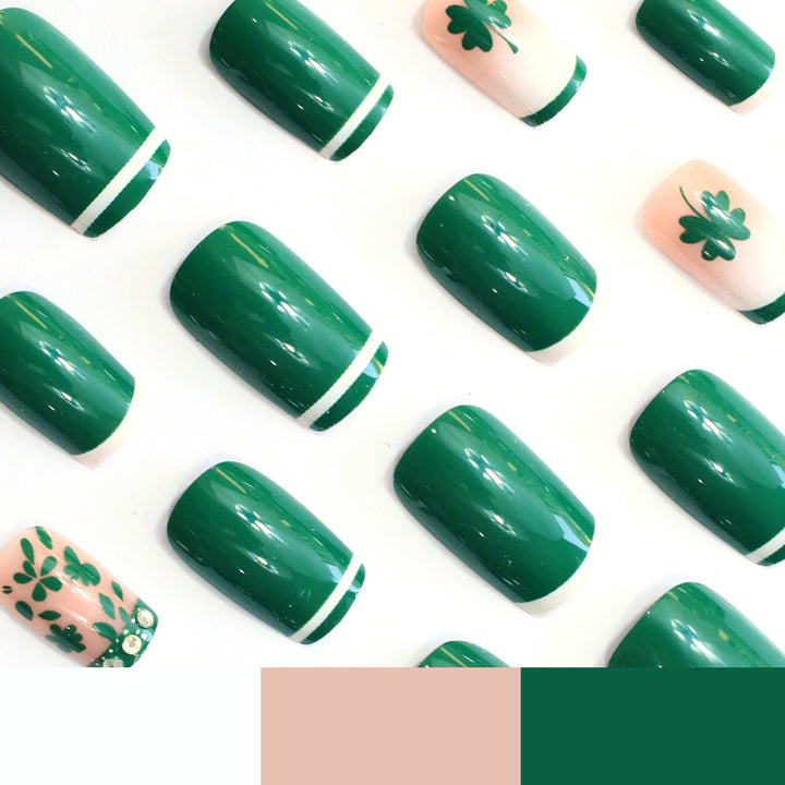 Festliche Shamrock-Nagelkunstverlängerungen Karnz