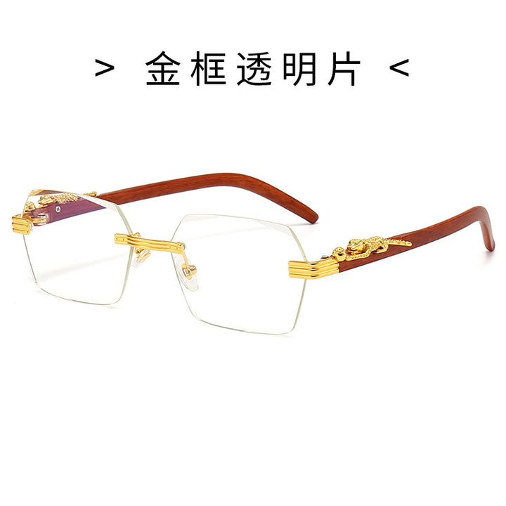 Damen Designer-Sonnenbrille mit kunstvollem Holzrahmen und eleganten Glaselementen Karnz