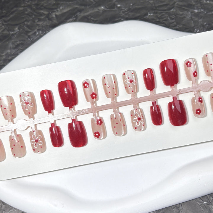 Vibrantes Floral-Design Druck-Nagel-Set