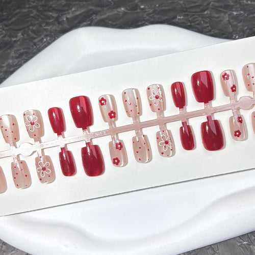 Vibrantes Floral-Design Druck-Nagel-Set