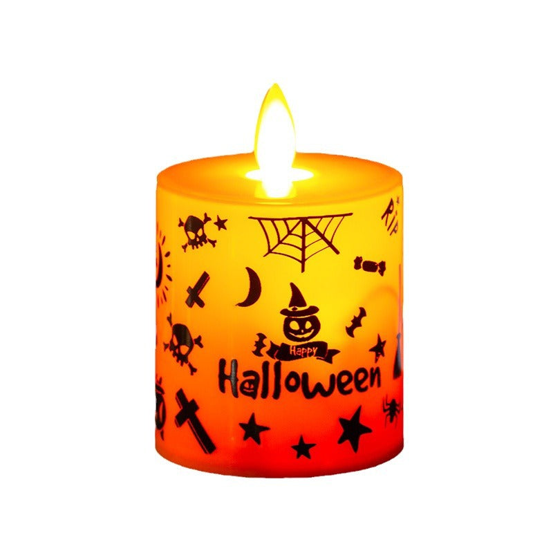 LED Dekorationskerze mit Halloween-Motiv