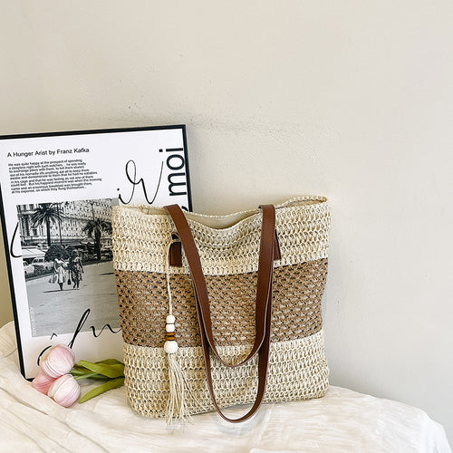 Stylische Gewebte Strohtasche für den Strand