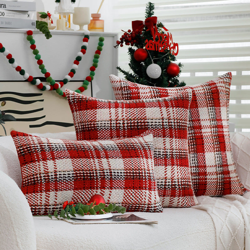 Quadratischer kariert gewebter Kissenbezug im Tweed‑Look für Sofa & Festliche Deko Karnz